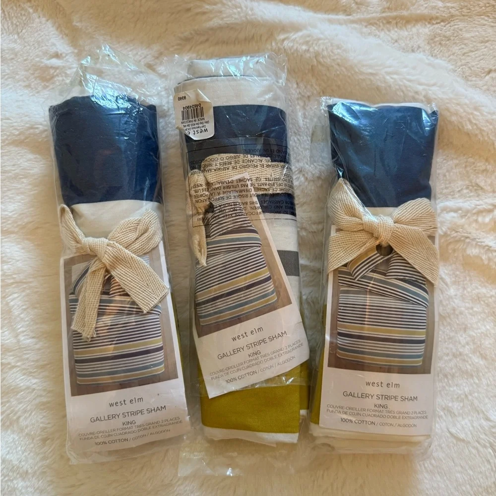 !! DO NOT BUY !! NWT set of 3 west elm GALLERY STRIPE SHAM KING